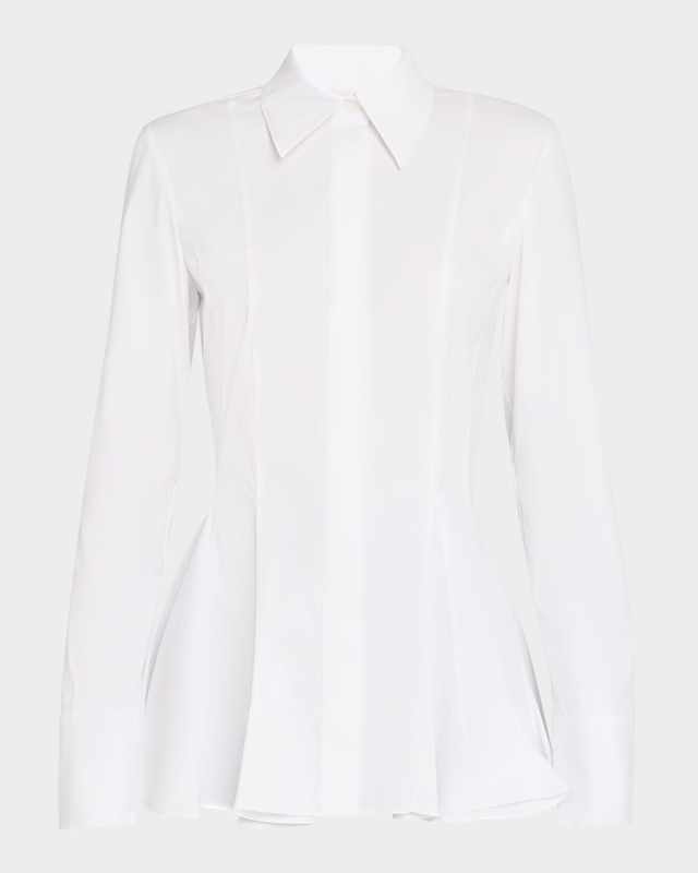 Button-Down Godet Peplum Shirt